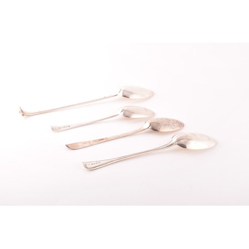 222 - Four silver serving spoons of various dates and maker's and patterns, 21.5-28.5cm long.Provenance: E... 