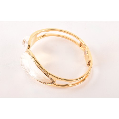 144 - A Stephen Webster 18ct yellow gold crystal haze and diamond bangle, interior diameter 5.6cm, 59 gram... 