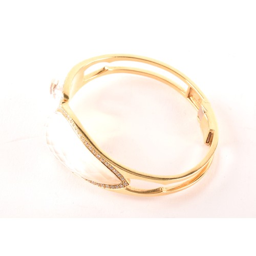 144 - A Stephen Webster 18ct yellow gold crystal haze and diamond bangle, interior diameter 5.6cm, 59 gram... 