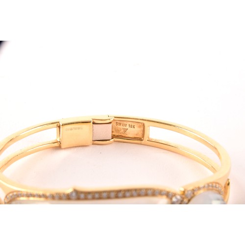 144 - A Stephen Webster 18ct yellow gold crystal haze and diamond bangle, interior diameter 5.6cm, 59 gram... 