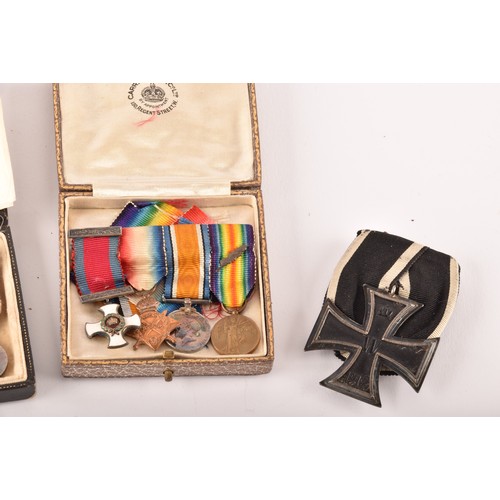 301 - A collection of assorted medals, including a miniature 1914/1915 star British war and victory WW1 me... 