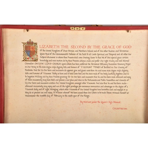 258 - A collection of political ephemera relating to Gwilym Lloyd George, including a Royal Warrant, a lar... 