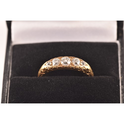 151 - A Victorian diamond five stone ring, set with five round old cut diamonds, with a combined approxima... 