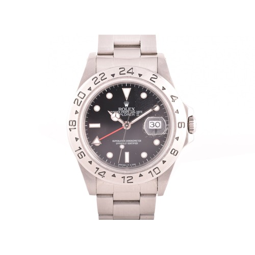 170 - A Rolex Explorer II reference 16570 stainless steel automatic wristwatch, the signed black dial with... 