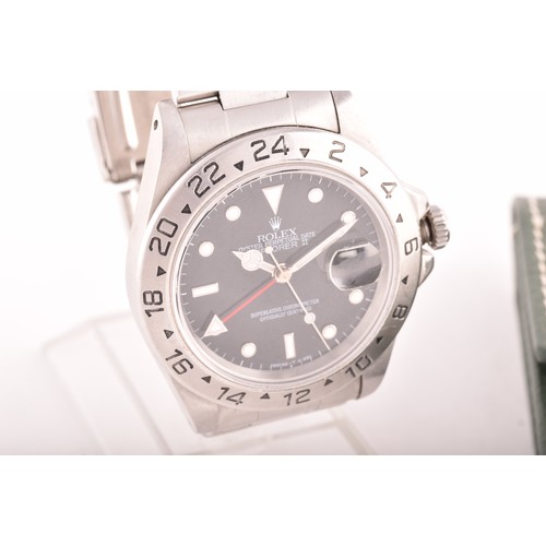 170 - A Rolex Explorer II reference 16570 stainless steel automatic wristwatch, the signed black dial with... 