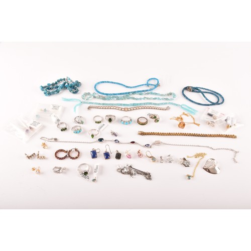 158 - A group of silver and gemstone jewellery, including a silver gilt and citrine line bracelet, a 9ct y... 