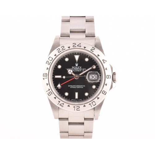 170 - A Rolex Explorer II reference 16570 stainless steel automatic wristwatch, the signed black dial with... 