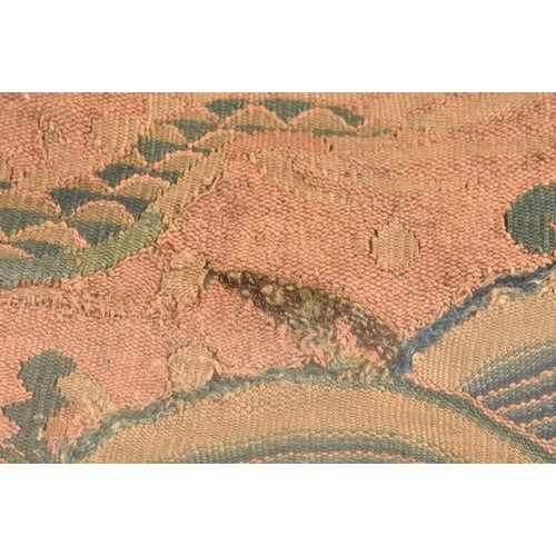 35 - A Chinese late Ming dynasty kesi woven silk panel, depicting mang dragon chasing flaming pearl throu... 