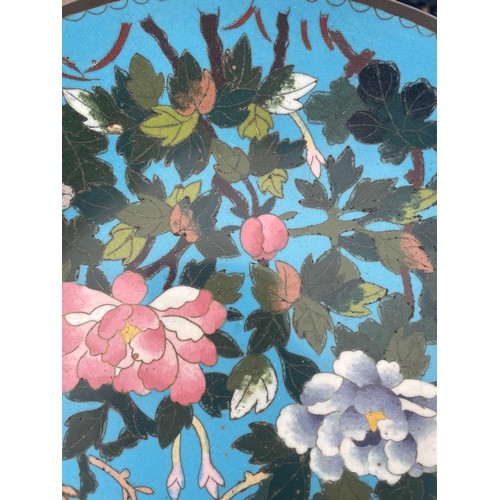 56 - A group of Japanese cloisonné items including a vase decorated with birds and flowers, 31cm, a blue ... 