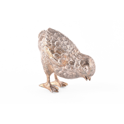 110 - A silver owl pepperette and a silver bird bird holder, owl has orange stone eyes and a detachable he... 