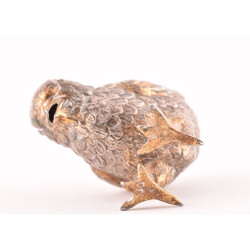 110 - A silver owl pepperette and a silver bird bird holder, owl has orange stone eyes and a detachable he... 