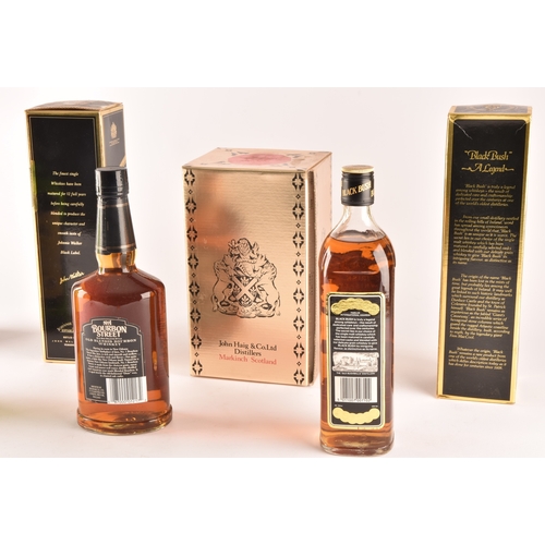 314 - A group of seven bottle of whisky, including Johnnie Walker black label 12 year old, Dimple Haig 12 ... 