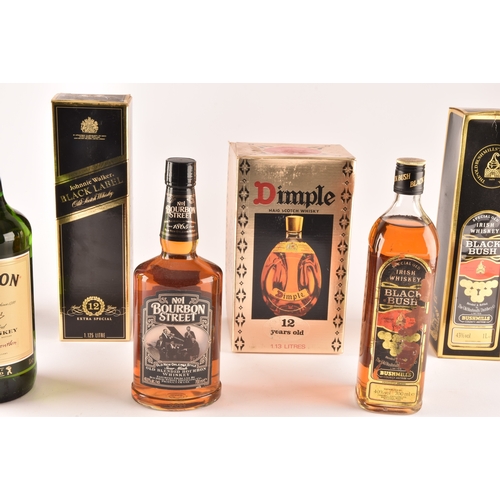 314 - A group of seven bottle of whisky, including Johnnie Walker black label 12 year old, Dimple Haig 12 ... 