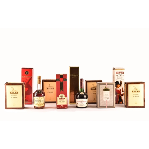 315 - A collection of four bottles of Hine V.S.O.P cognac, together with a Hine frare and delicate champag... 