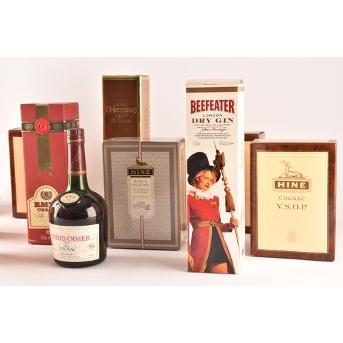 315 - A collection of four bottles of Hine V.S.O.P cognac, together with a Hine frare and delicate champag... 