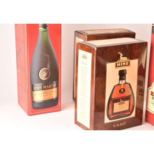 315 - A collection of four bottles of Hine V.S.O.P cognac, together with a Hine frare and delicate champag... 