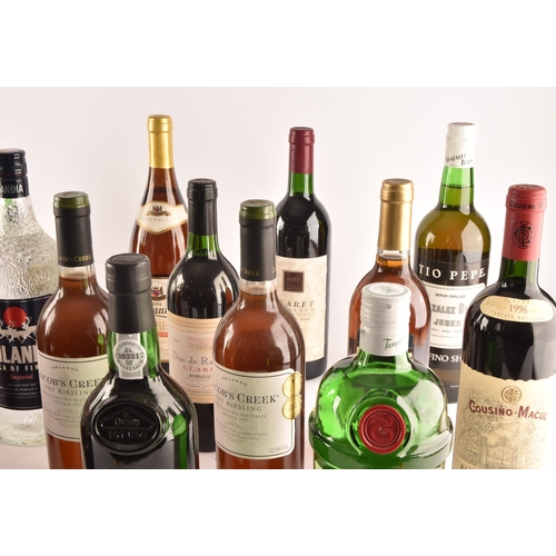 316 - A group of assorted wine and spirits, including a 1997 Duc de Rachelle Claret Bordeaux, a 1981 Chate... 