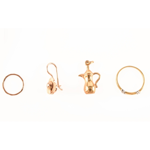 12 - A group of jewellery, including a 18ct yellow gold watch, a 9ct yellow gold sleeper earring and a 18... 