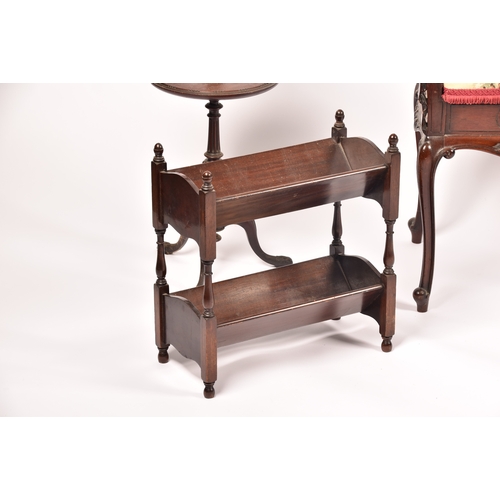 284 - A small group of furniture including a three tier mahogany cake stand with tripod base, a Victorian ... 