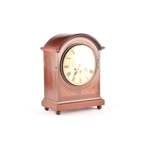 274 - A 19th century musical mahogany dome top bracket clock, the silvered dial with black Roman numerals,... 