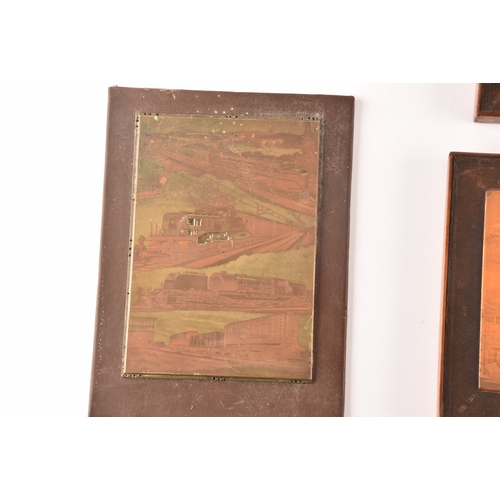 203 - A collection of nine copper printing plates, depicting various subject matters such as classical ima... 