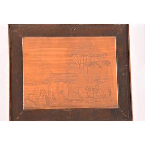 203 - A collection of nine copper printing plates, depicting various subject matters such as classical ima... 