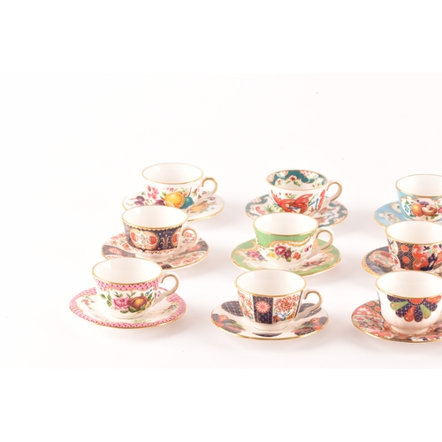 227 - A collection of Royal Worcester twelve miniature cups and saucers of varying designs, two unmarked m... 