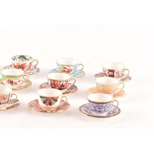 227 - A collection of Royal Worcester twelve miniature cups and saucers of varying designs, two unmarked m... 