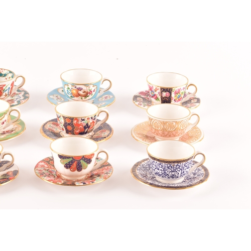 227 - A collection of Royal Worcester twelve miniature cups and saucers of varying designs, two unmarked m... 