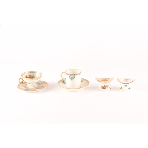 227 - A collection of Royal Worcester twelve miniature cups and saucers of varying designs, two unmarked m... 