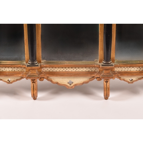 295 - A architectural gilt and painted five panel wall mirror, each panel with gothic carved surround, col... 