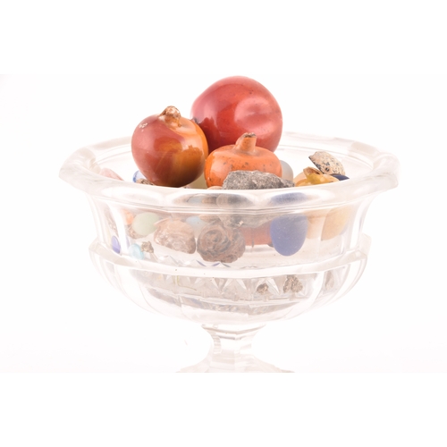 228 - A 19th century cut lead glass fruit bowl, supported on a hexagonal pedestal, together with a collect... 