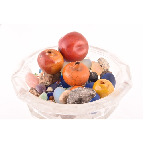 228 - A 19th century cut lead glass fruit bowl, supported on a hexagonal pedestal, together with a collect... 