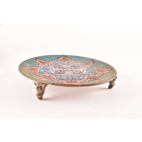 230 - A collection of decorative items, including a French Longwy cloisonné enamel tray and stand, a small... 