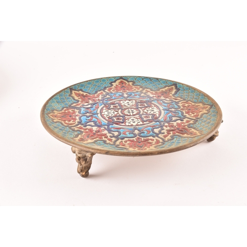 230 - A collection of decorative items, including a French Longwy cloisonné enamel tray and stand, a small... 