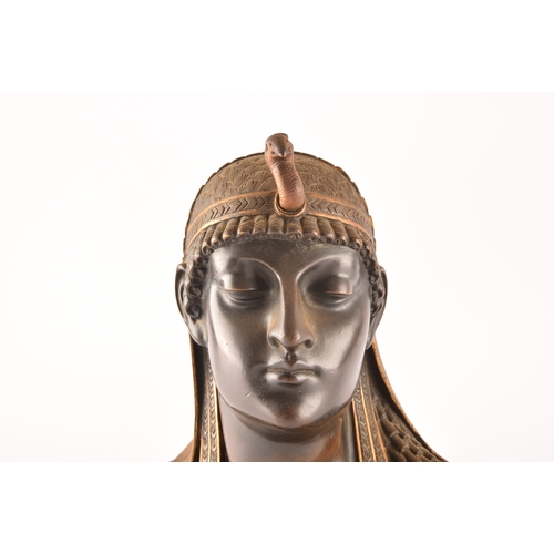 207 - A late 19th century Egyptian revival gilt and bronze bust of a Pharaoh, with gilded headdress and cl... 