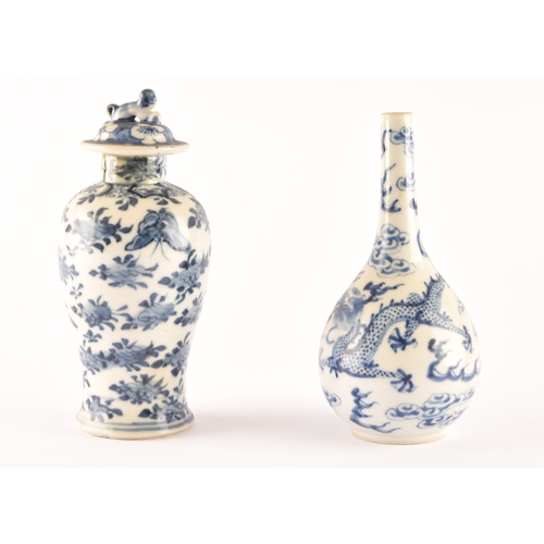 215 - Two 19th century Chinese blue and white vases including a ginger jar and cover decorated with flower... 