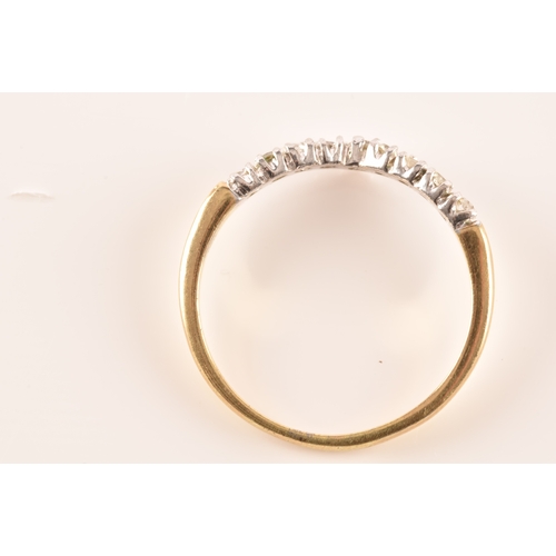 29 - A five stone 18ct yellow gold, set with five old mine diamonds with a combined approximate weight of... 