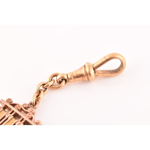 73 - A late 19th century 15ct yellow and rose gold pocket watch chain, with 18ct yellow gold clasp and gi... 