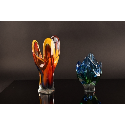 233 - A Hineri glass by Iwatsu, Japanese, the other is a Chribska Cat's Head vase by Josef Hospodka in Cze... 