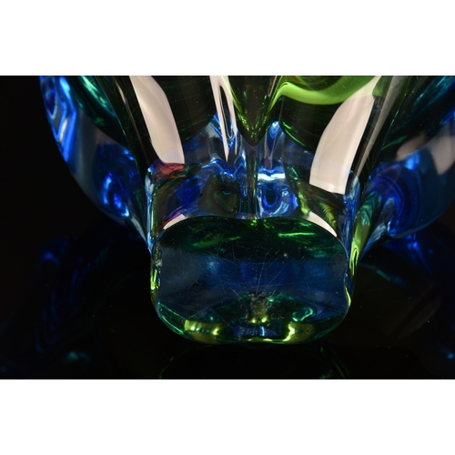 233 - A Hineri glass by Iwatsu, Japanese, the other is a Chribska Cat's Head vase by Josef Hospodka in Cze... 