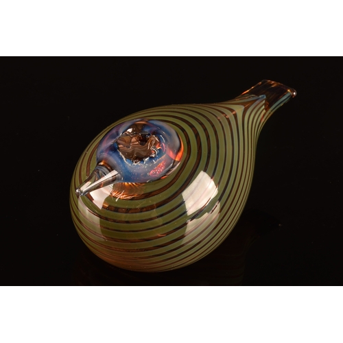 235 - Oiva Toikka (Finnish, 1931-2019)A 1970's iittala artistic hand blown glass bird, brown striped patte... 