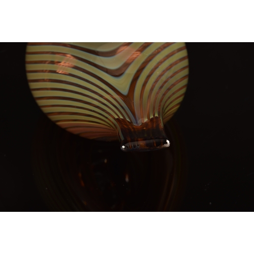 235 - Oiva Toikka (Finnish, 1931-2019)A 1970's iittala artistic hand blown glass bird, brown striped patte... 