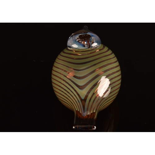 235 - Oiva Toikka (Finnish, 1931-2019)A 1970's iittala artistic hand blown glass bird, brown striped patte... 