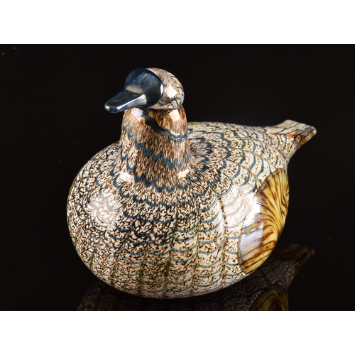 239 - Oiva Toikka (Finnish, 1931-2019)A 1970's iittala hand blown glass bird, mottled speckle all over wit... 