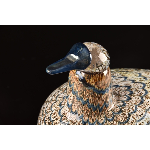 239 - Oiva Toikka (Finnish, 1931-2019)A 1970's iittala hand blown glass bird, mottled speckle all over wit... 