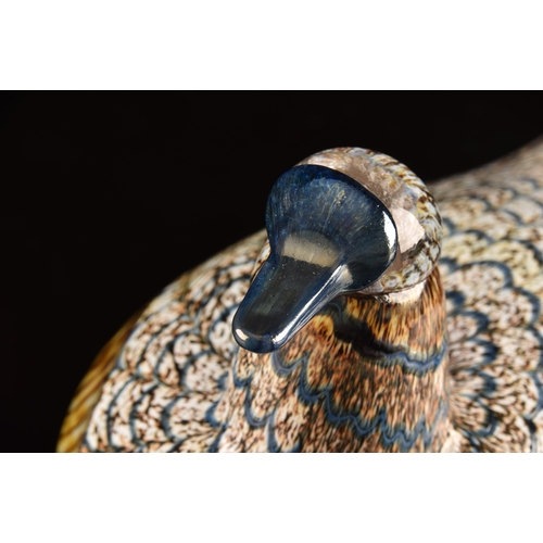 239 - Oiva Toikka (Finnish, 1931-2019)A 1970's iittala hand blown glass bird, mottled speckle all over wit... 