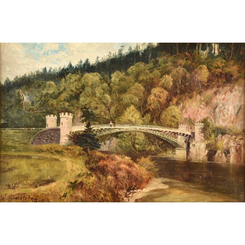 180 - J Middleton (British, 19th Century)Craigellachie Bridge, River Spey, Scotland, a landscape scene of ... 