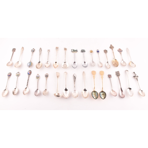 145 - A collection of twenty-eight teaspoons, some silver, of various maker's and dates, along with two gi... 