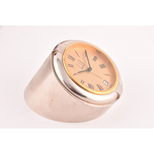 279 - A Dunhill quartz desk clock, the gilt dial with Roman numerals, date aperture, numbered D 10314, in ... 